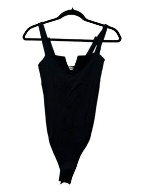 Free People Black V-Neck Tank Bodysuit